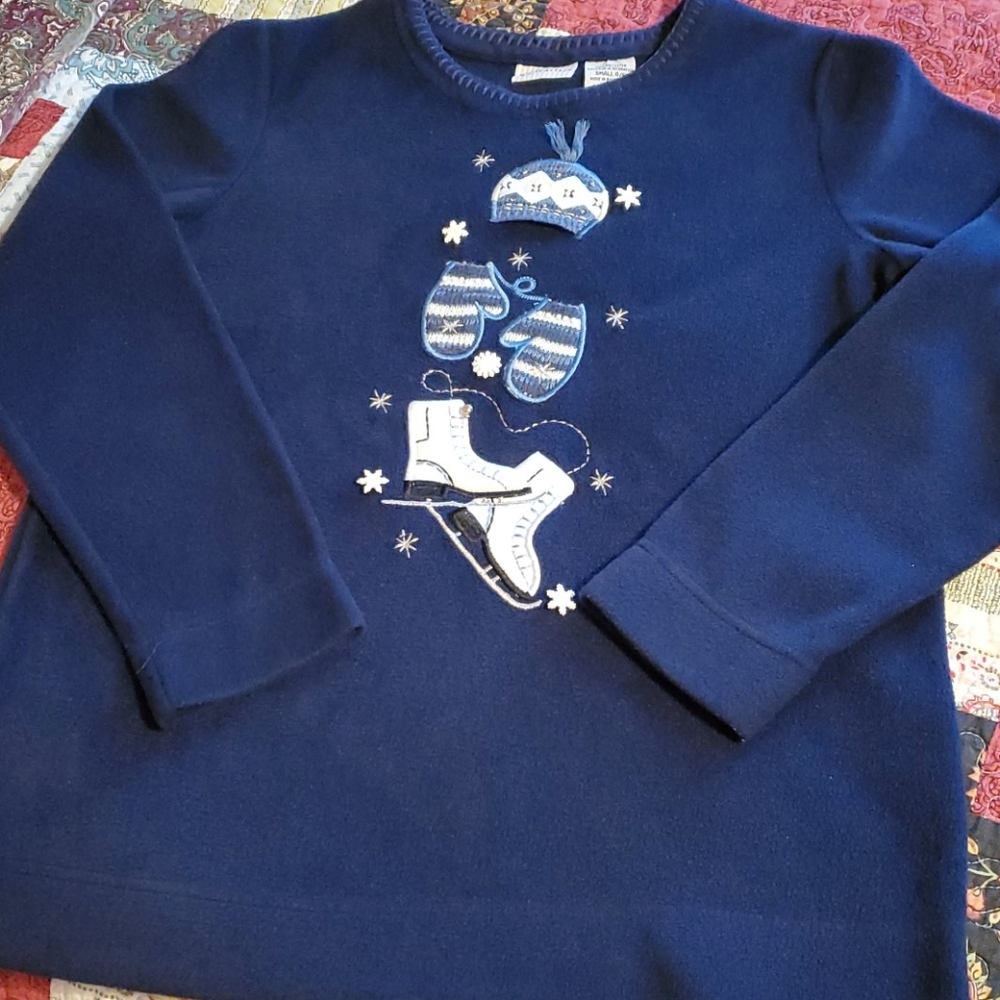 Blue Winter/Christmas Fleece Top